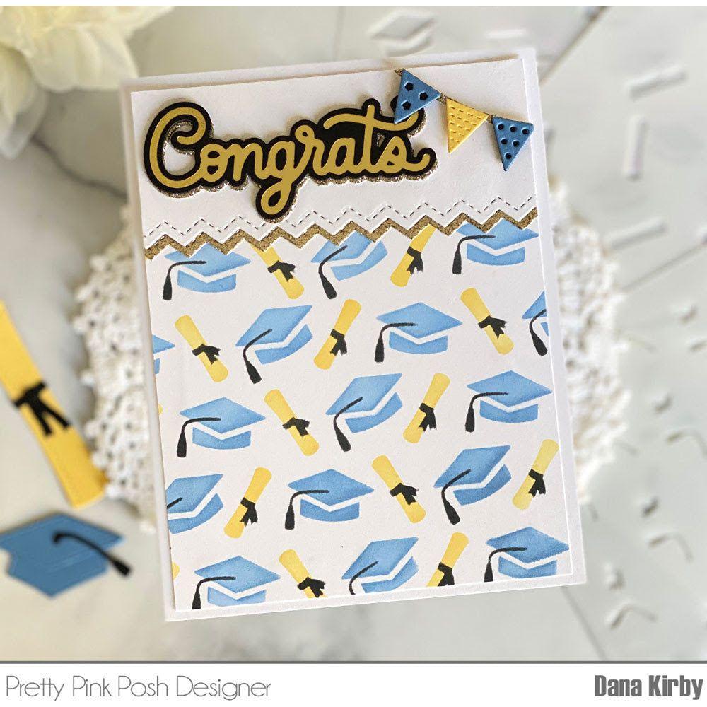 Pretty Pink Posh Layered Graduation Stencils congrats