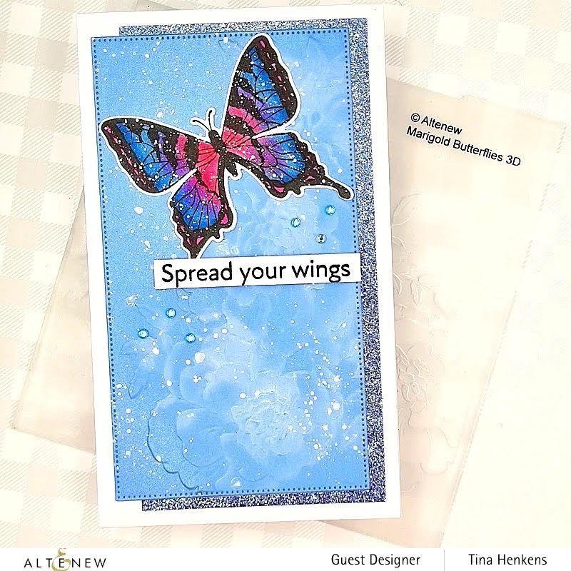 Altenew Glitter Gradient Cardstock Blue Crystals Set ALT7617 Wings