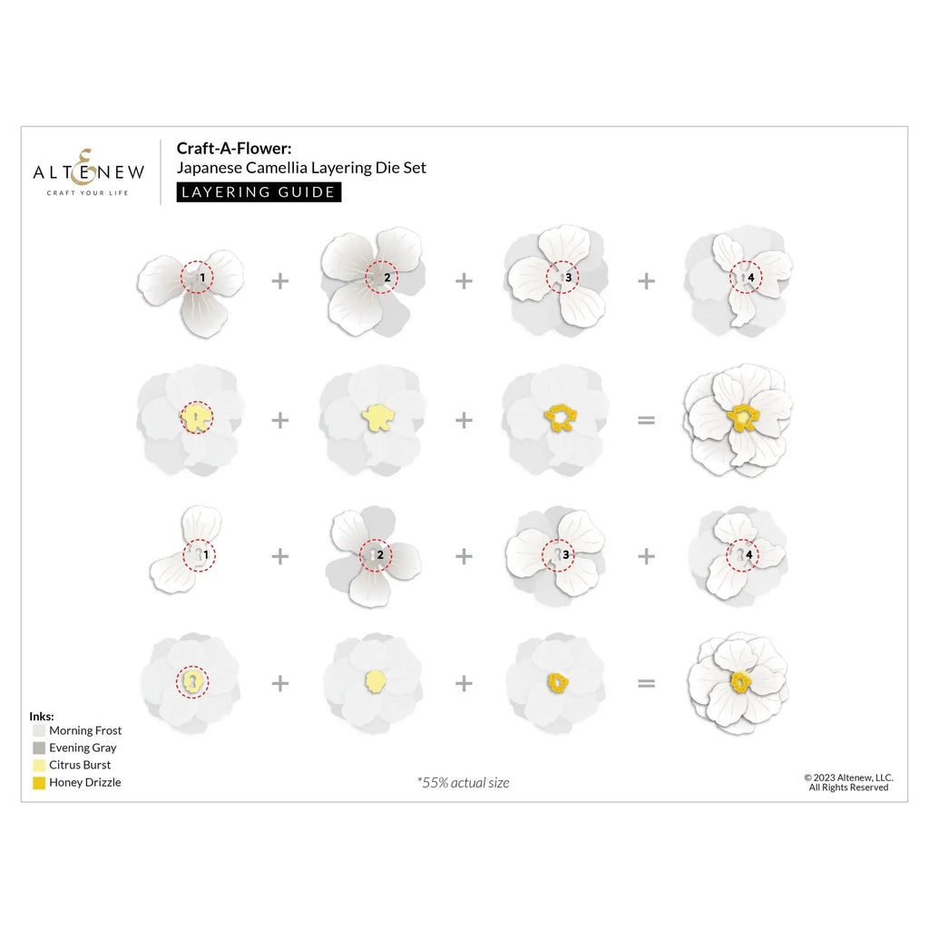 Altenew Craft A Flower Japanese Camellia Layering Dies alt8078 layering guide