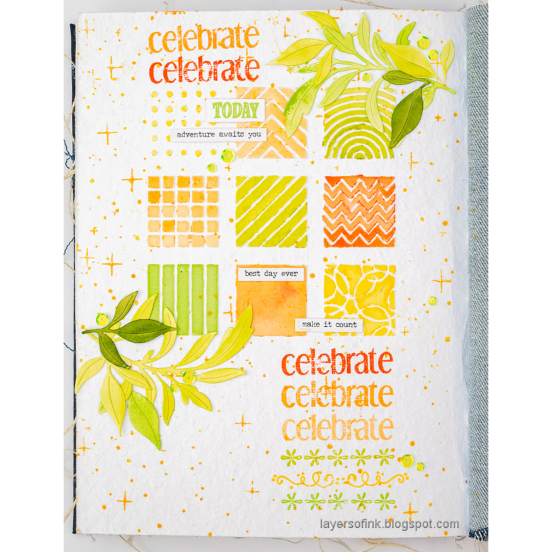 Simon Says Stamp Stencil Patterned Squares ssst221689 Out Of This World Celebrate Art Journal | color-code:ALT02