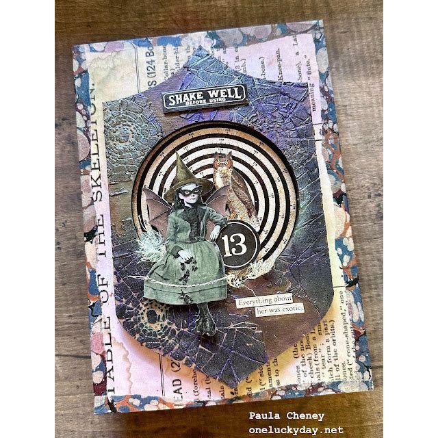 Ranger Tim Holtz Distress Texture Paste Sparkle And Black Opaque Bundle witchy Paula Cheney card | color-code:ALT02