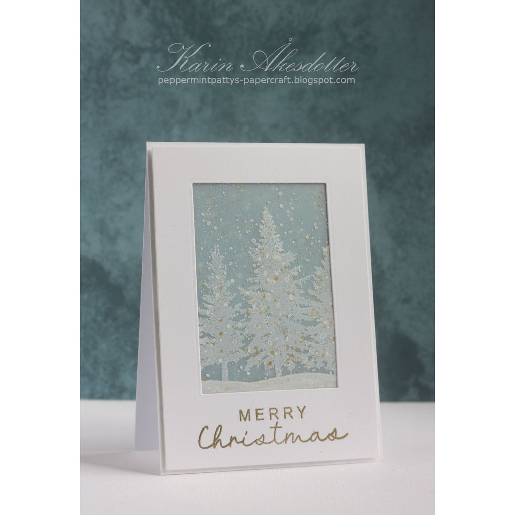 CZ Design Clear Stamps Peaceful Trees cz285c Stamptember Christmas Card