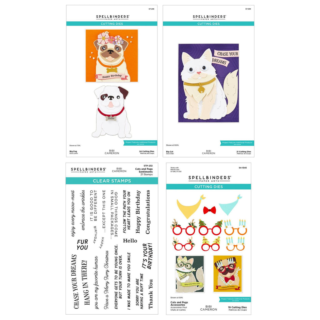 Spellbinders Big Cats and Pugs Stamp Die Bundle