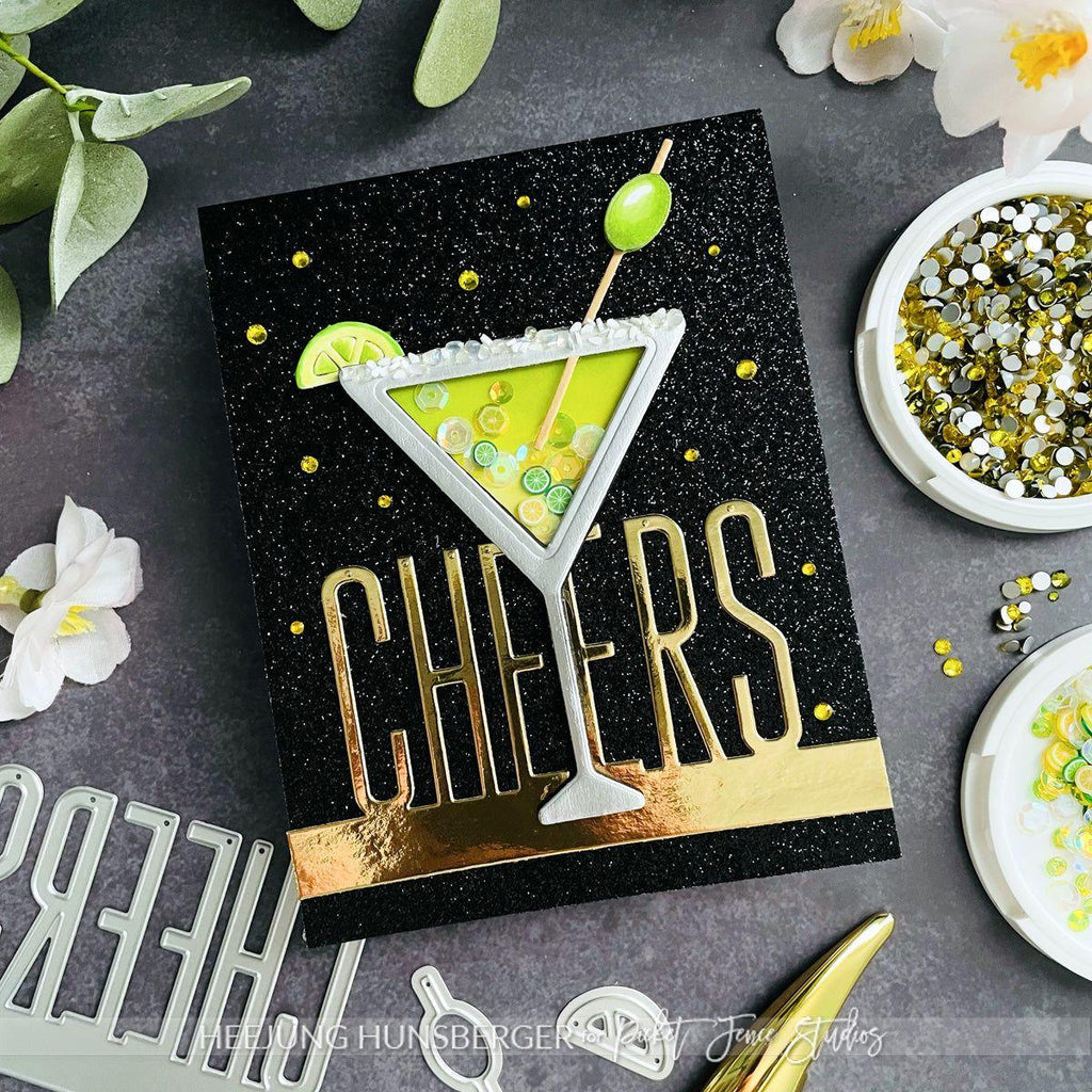 Picket Fence Studios Martini Shaker Dies pfsd-238 cheers card