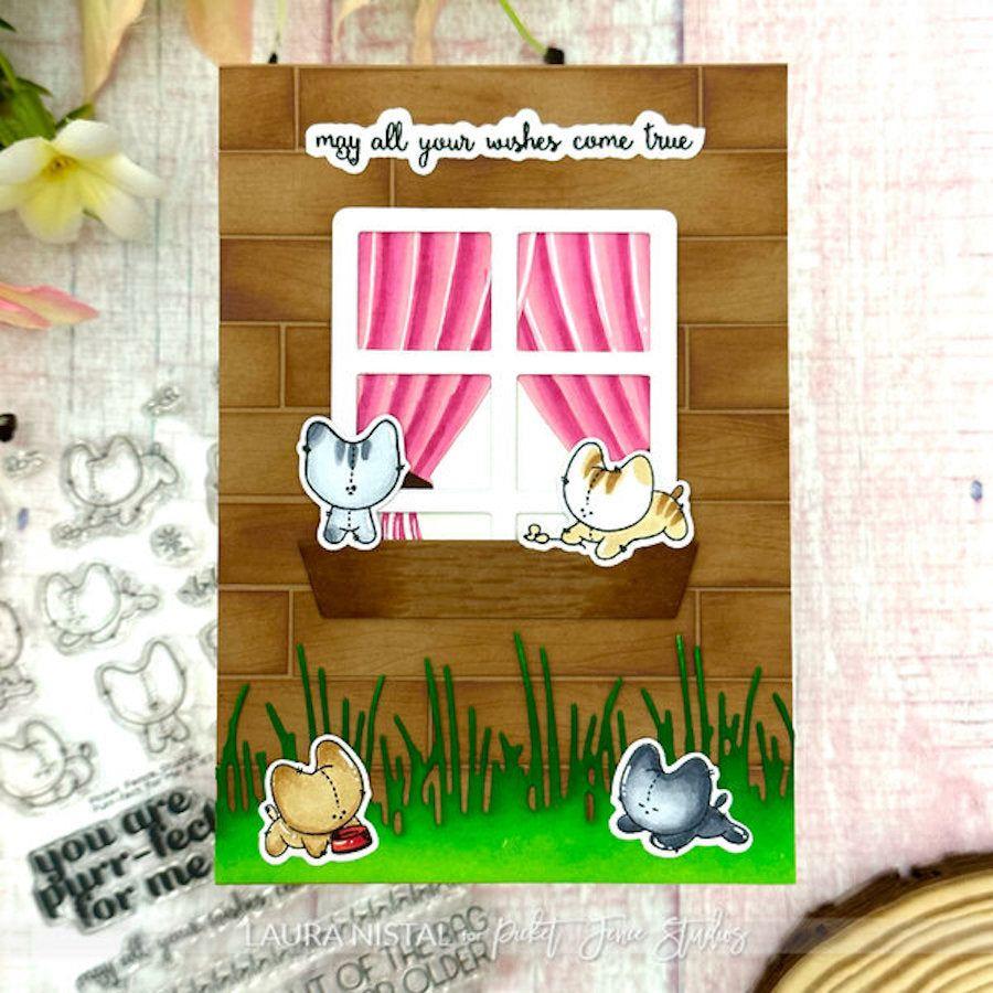 Picket Fence Studios A2 Tall Grass Die pfsd-324 cats in window card