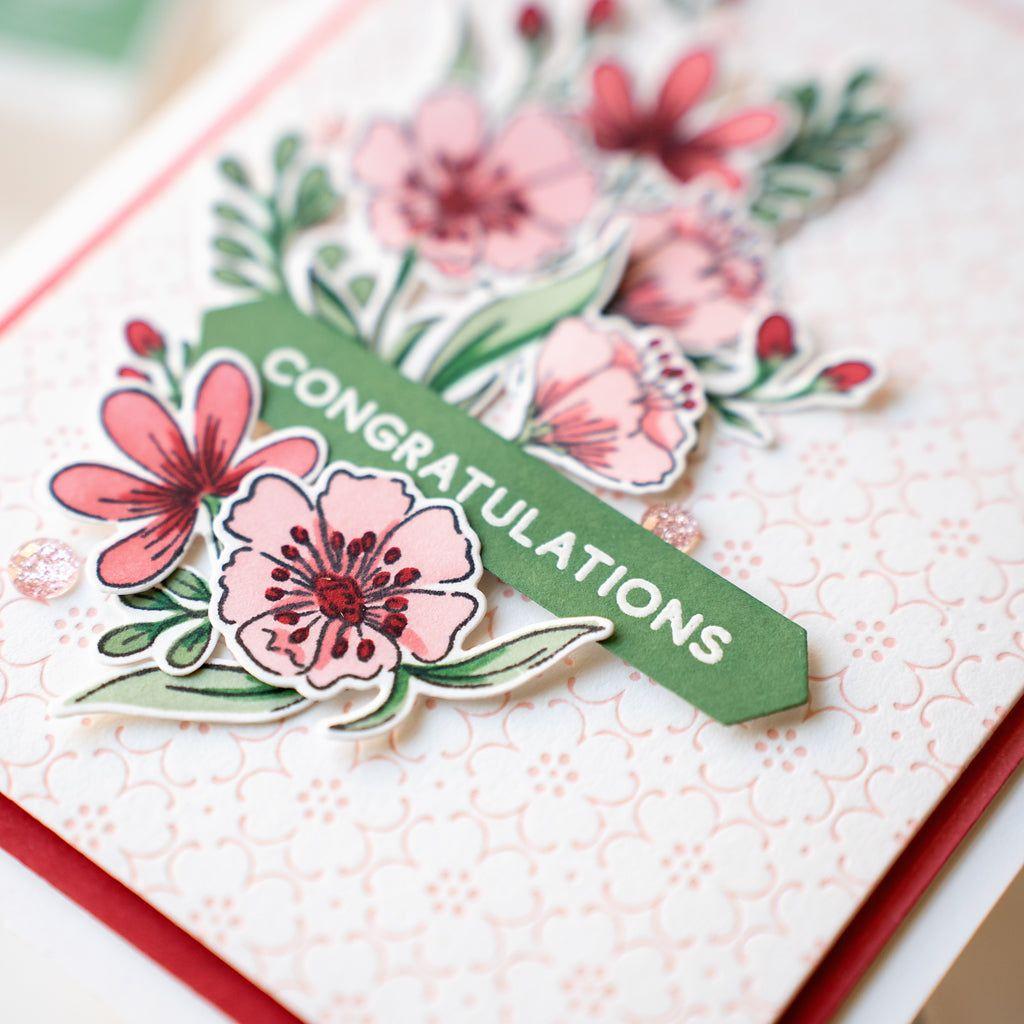 Pinkfresh Studio Dotted Petals Press Plate 239624 Congratulations Card | color-code:ALT02