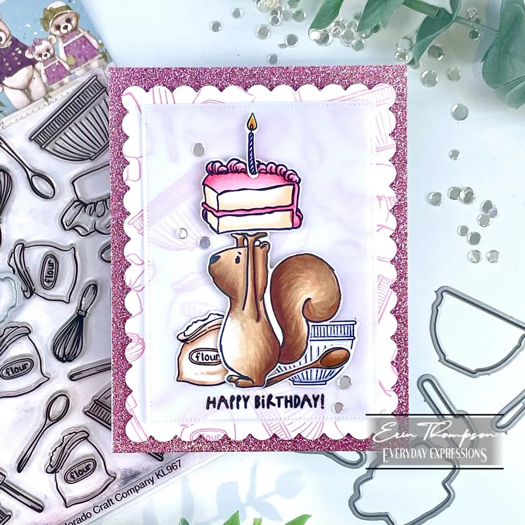 Colorado Craft Company Kris Lauren Piece of Cake Clear Stamp and Die Set happy birthday