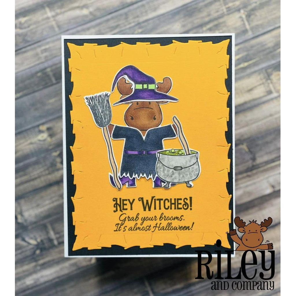 Riley And Company Funny Bones Hey Witches Cling Rubber Stamp rwd-1169 caludron