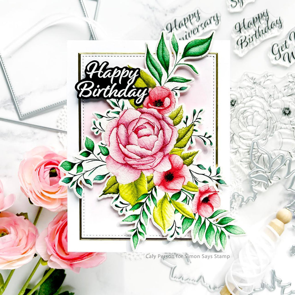 Gina K Designs Poppies and Peonies Clear Stamps hs53 Happy Birthday | color-code:ALT01