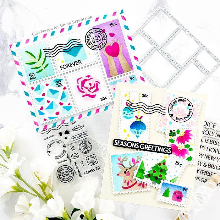 Waffle Flower Postage Collage Clear Stamps 421381 rose | color-code:ALT02