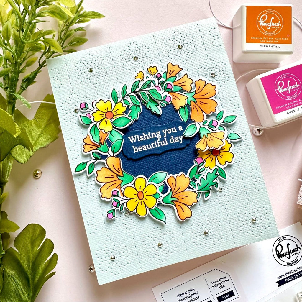 Pinkfresh Studio Beautiful Day Stencils 226824 Encouragement Card | color-code:ALT03