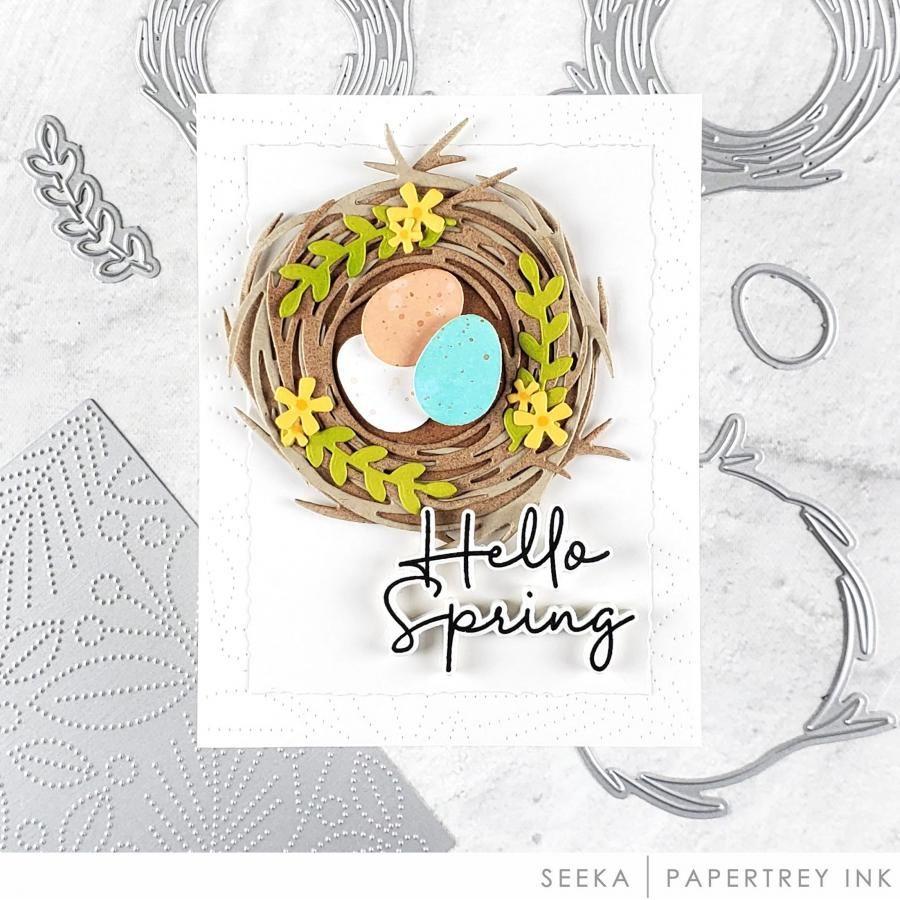 Papertrey Ink Into the Blooms Spring Nest Dies pti-0771 hello spring