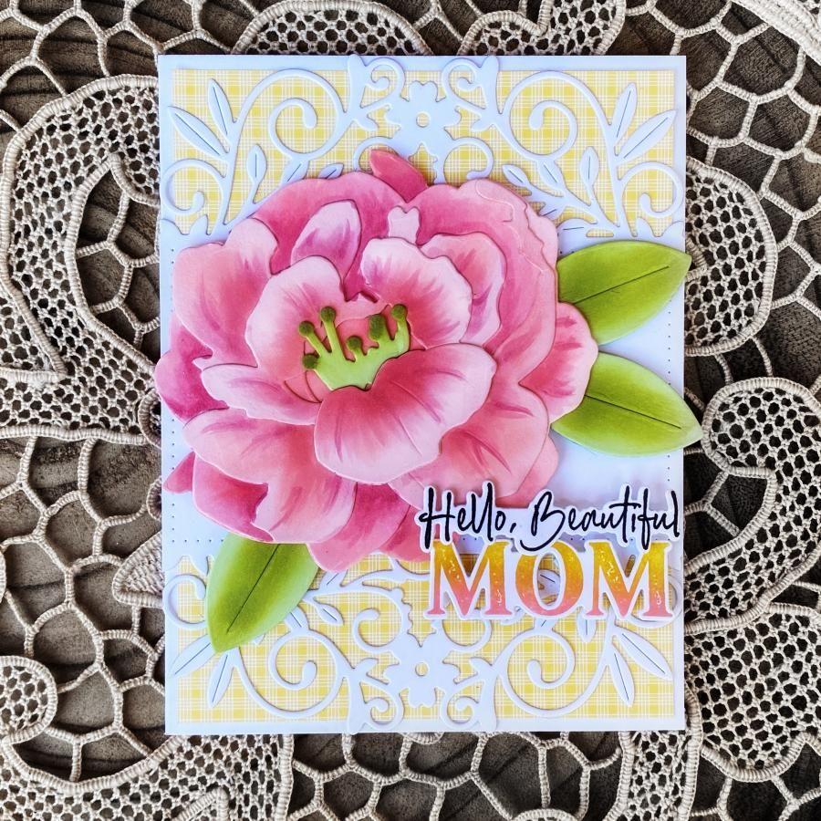 Papertrey Ink Mother's Day Sentiments Dies pti-0775 pink flower