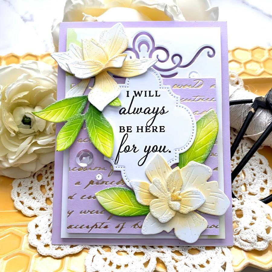 Papertrey Ink Elegant Edges Flourish Dies pti-0782 purple background