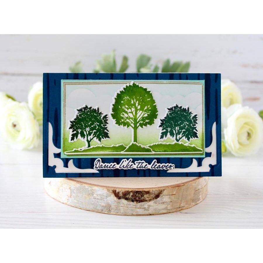 Papertrey Ink Cornered Décor Dies pti-0796 green trees