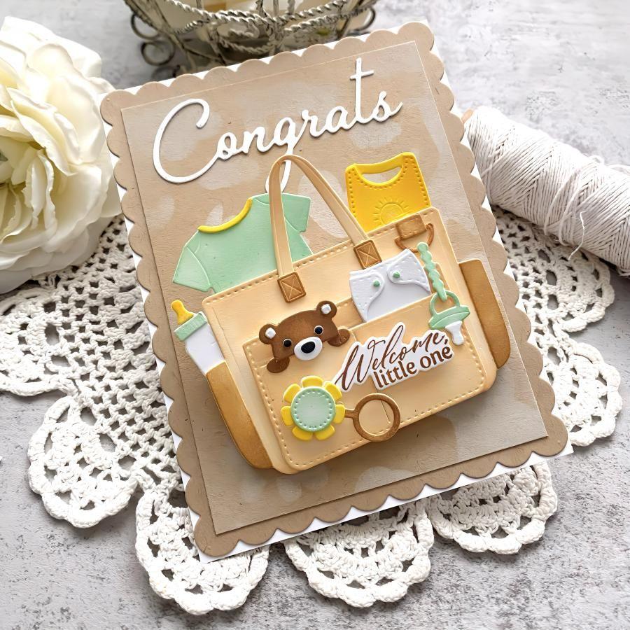 Papertrey Ink Go-To Gift Card Holder Diaper Bag Dies pti-0816 welcome little one