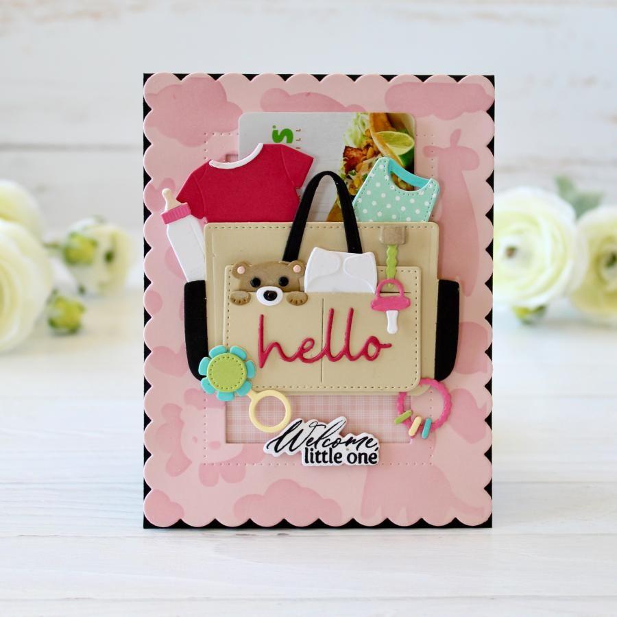 Papertrey Ink Go-To Gift Card Holder Diaper Bag Dies pti-0816 hello