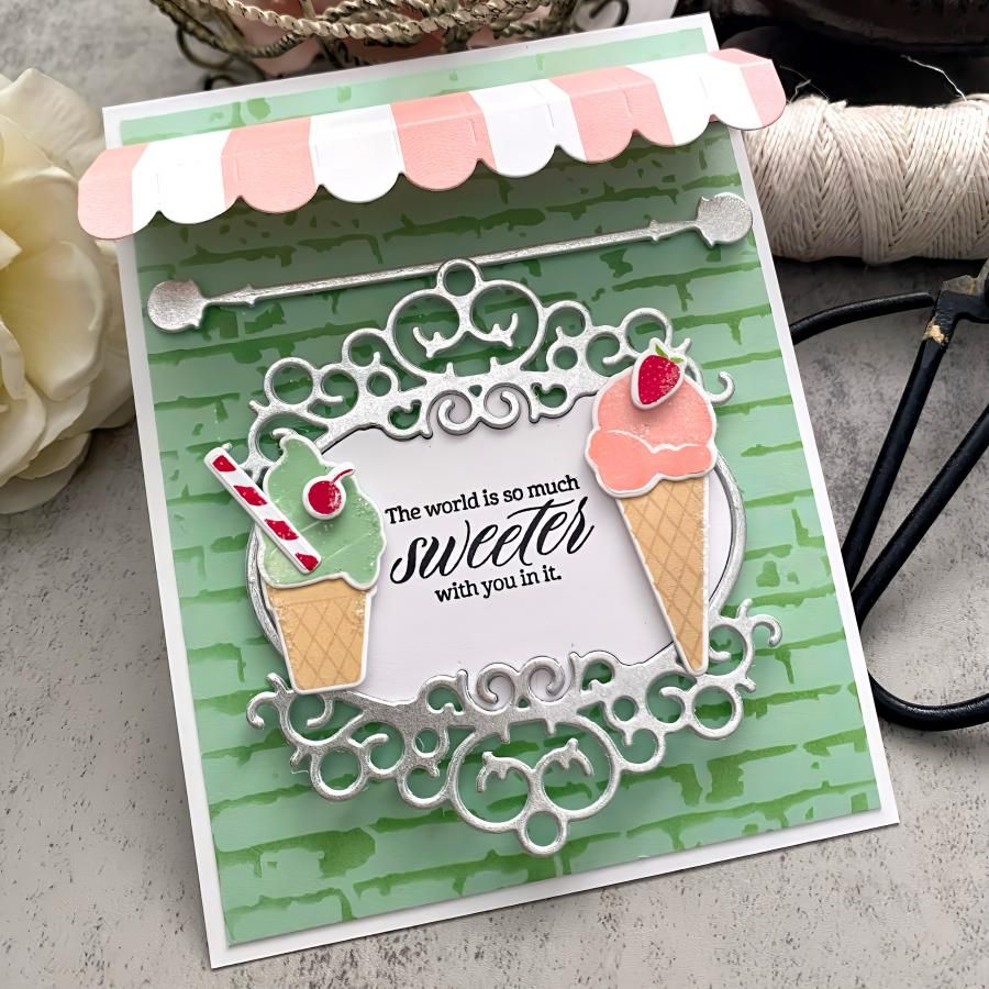 Papertrey Ink Cozy Café Frame Dies pti-0817 ice cream cones