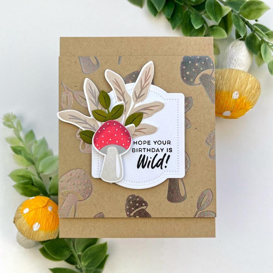 Papertrey Ink Wild About Mushrooms Hot Foil Plate ptif-0024 wild birthday