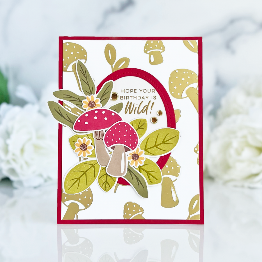 Papertrey Ink Wild About Mushrooms Hot Foil Plate ptif-0024 happy birthday