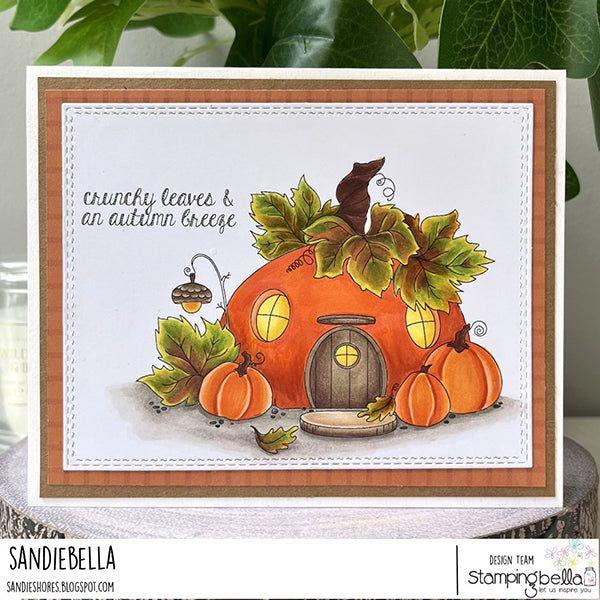 Stamping Bella Pumpkin House Backdrop Cling Stamp eb1253 autumn leaves