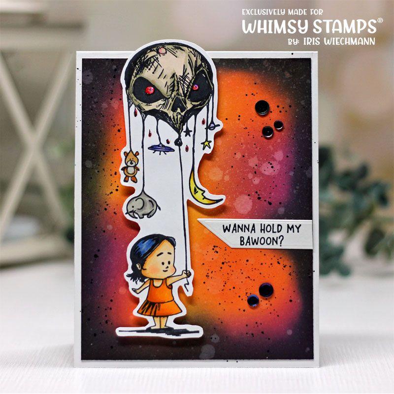 Whimsy Stamps Halloween Bawoon Cling Stamps wsrs03 creepy balloon