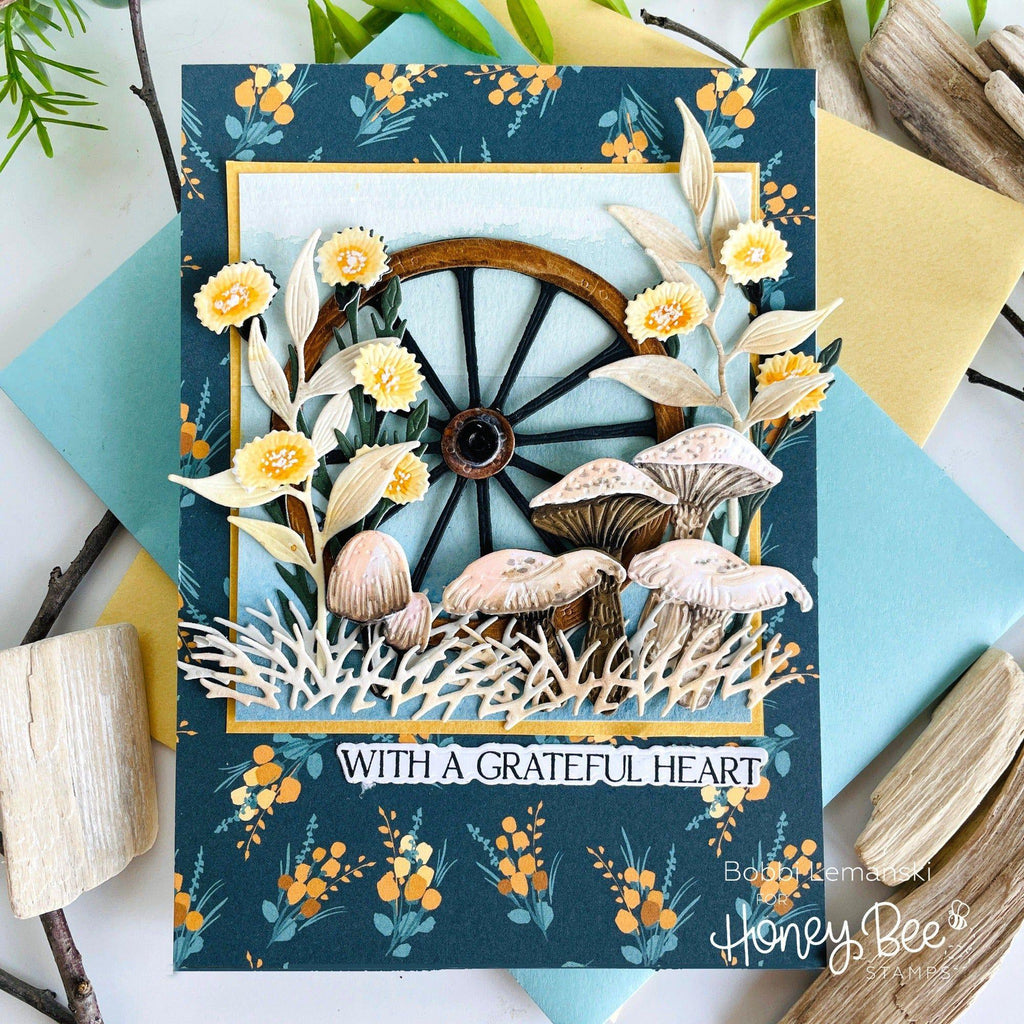 Honey Bee Lovely Layers Mushroom Dies hbds-llmush With A Grateful Heart Card