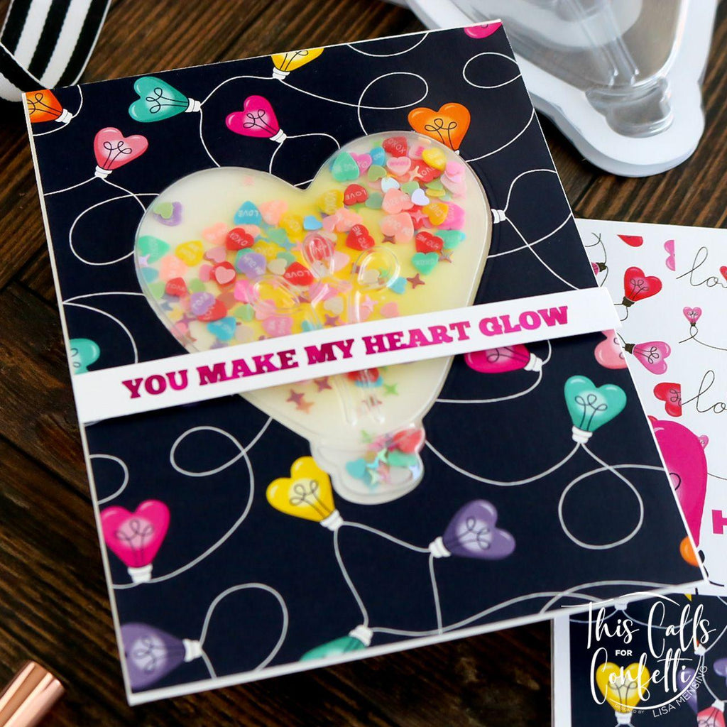 This Calls For Confetti Heart Glow Shaker Pouch and Die Set shaker card