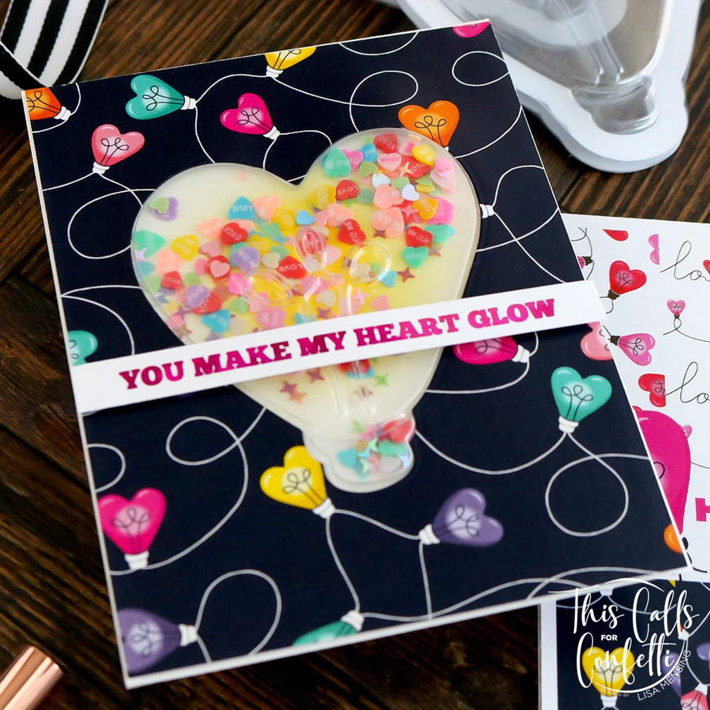 This Calls For Confetti Heart Glow Embellishment Mix shaker card