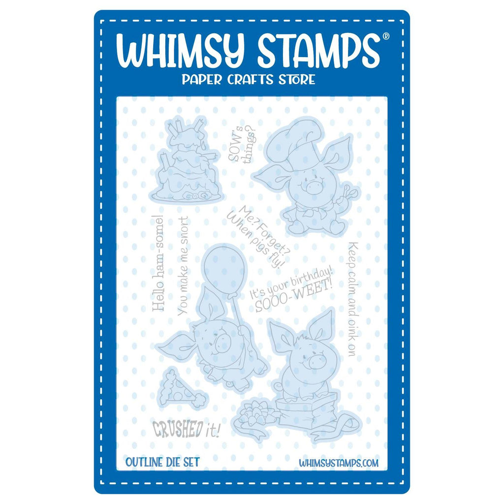 Whimsy Stamps Piggies Crushed It Outline Dies wsd244