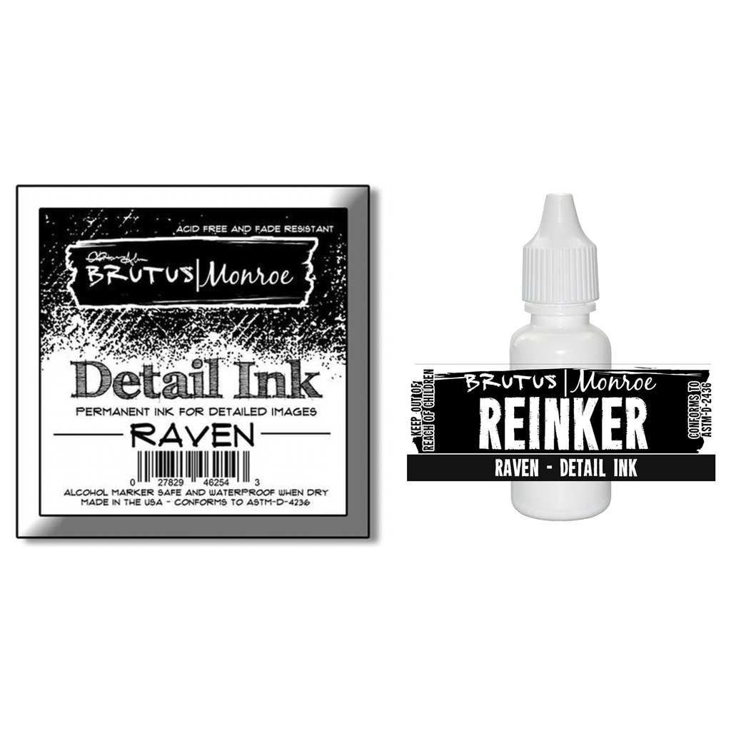 Brutus Monroe Raven Detail Ink Pad and Reinker Bundle