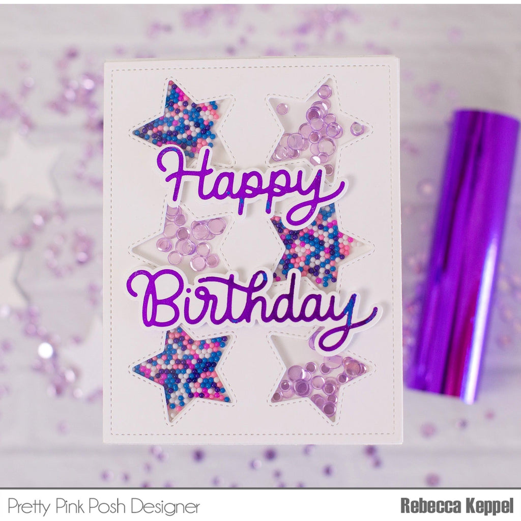 Pretty Pink Posh Star Cover Plate Dies happy birthday