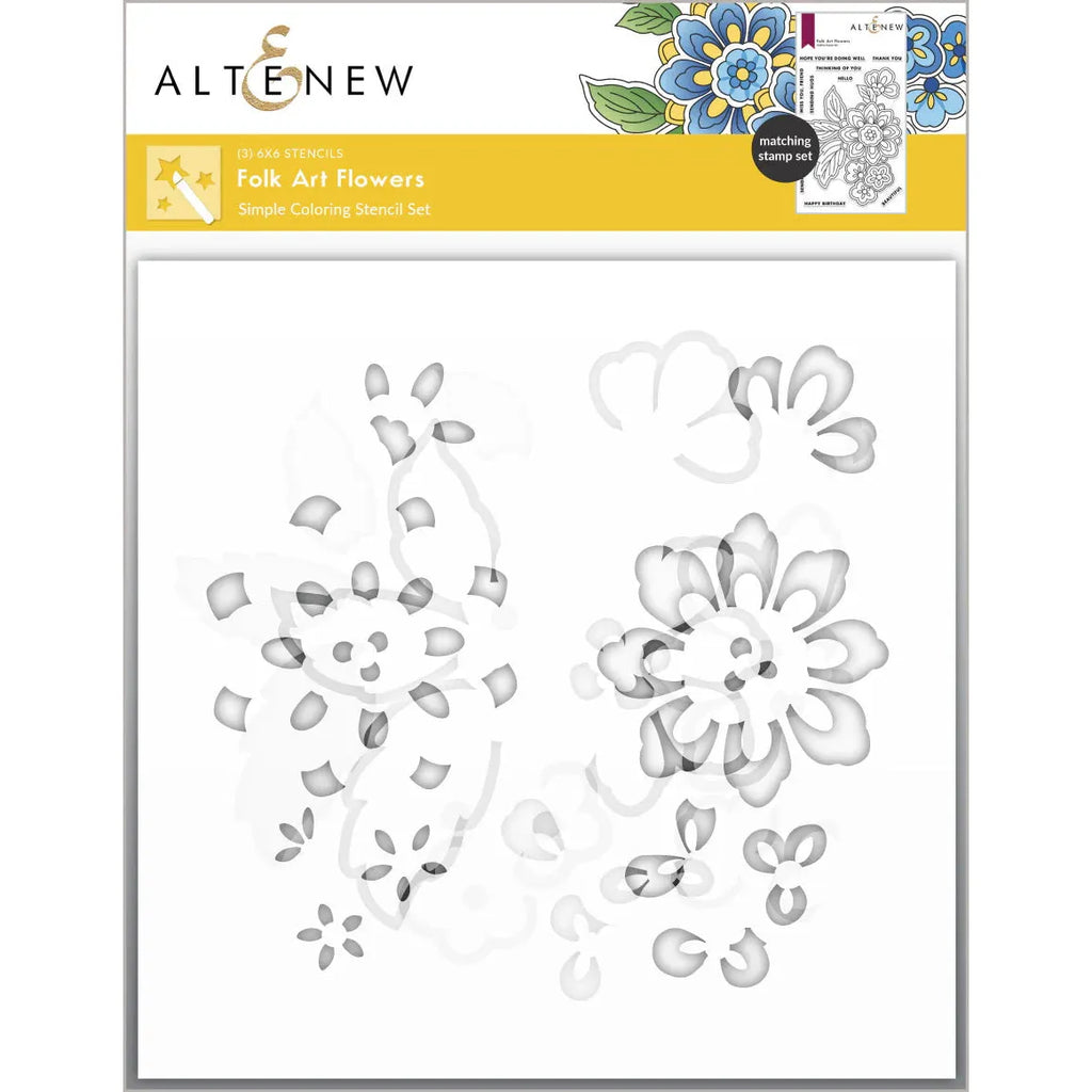 Altenew Folk Art Flowers Simple Coloring Stencils alt7615