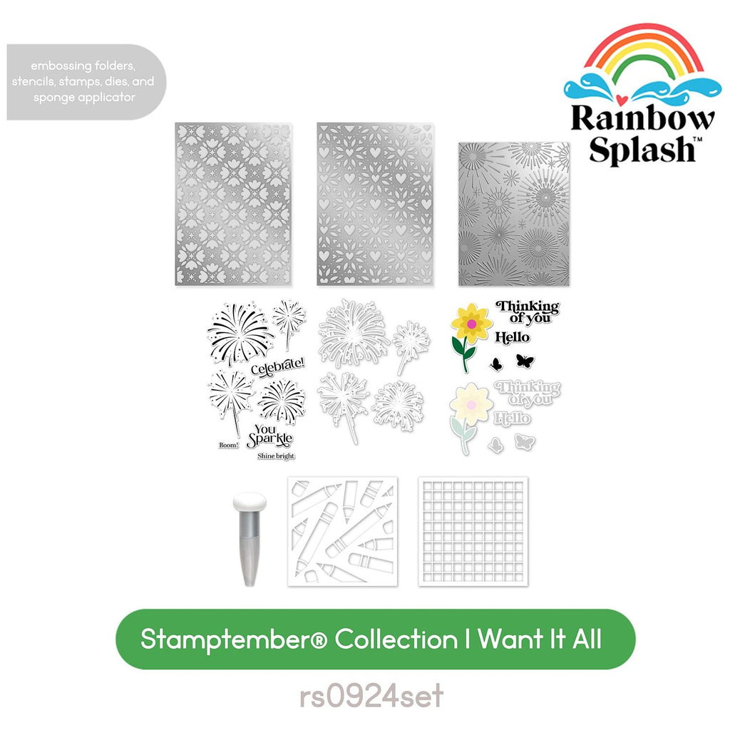 Rainbow Splash Stamptember Collection I Want It All Stamps Dies Stencils and More rs0924set