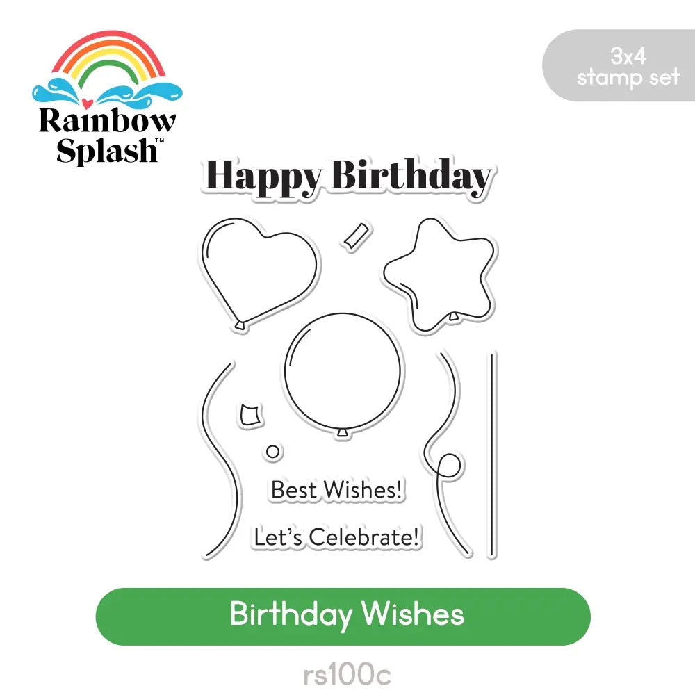 Rainbow Splash Clear Stamps Birthday Wishes rs100c