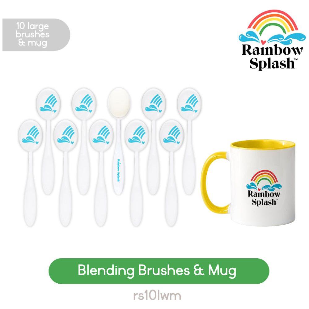 Rainbow Splash Large Blending Brushes Pack of 10 With Mug rs10lwm Splendor