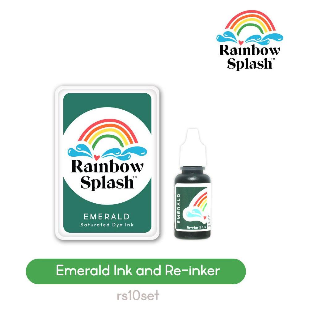 Rainbow Splash Ink Pad And Re-Inker Set Emerald