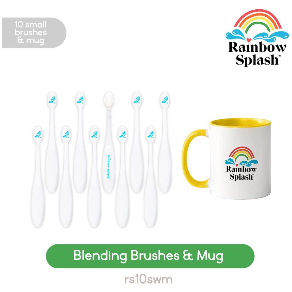 Rainbow Splash Small Blending Brushes Pack of 10 With Mug rs10swm Splendor