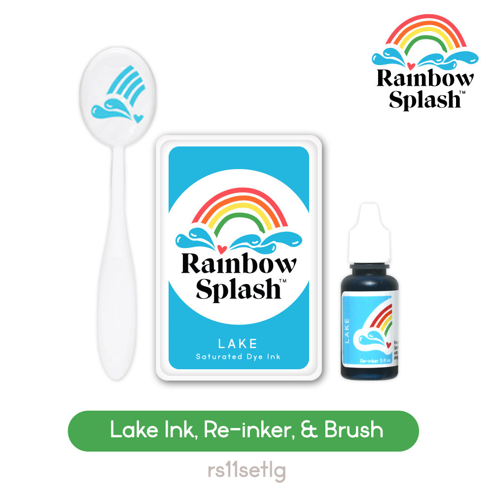 Rainbow Splash Ink Pad And Re-Inker Set Lake With Large Brush rs11setlg Splendor