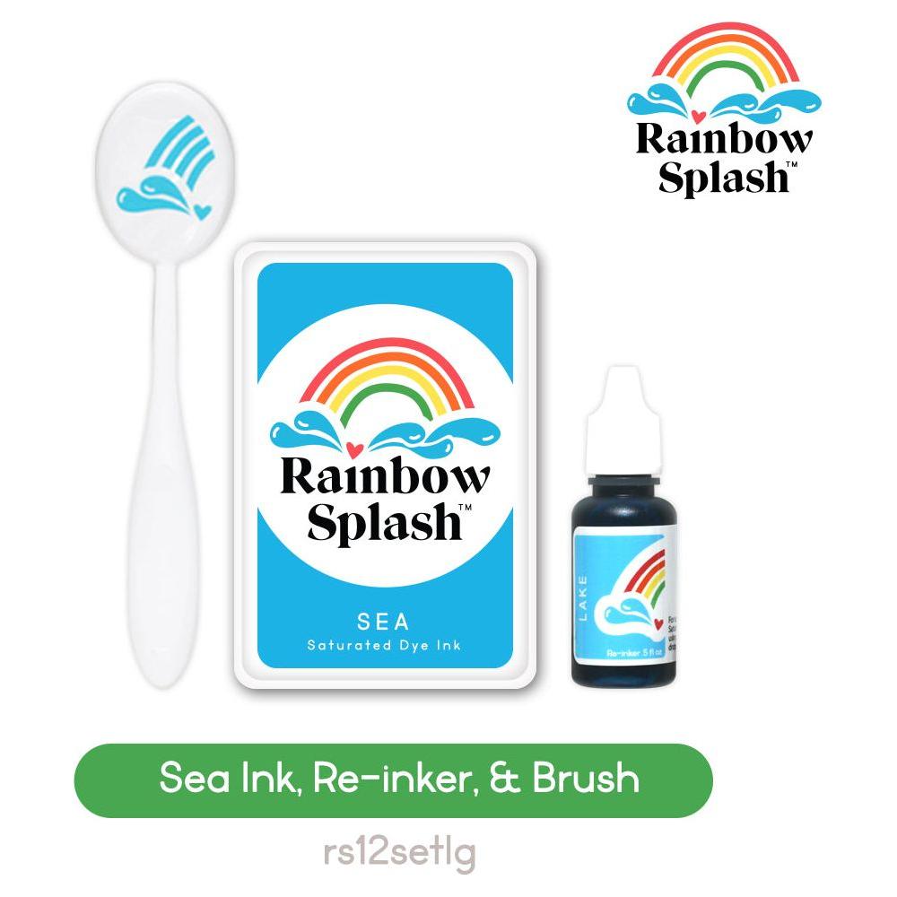 Rainbow Splash Ink Pad And Re-Inker Set Sea With Large Brush rs12setlg Splendor