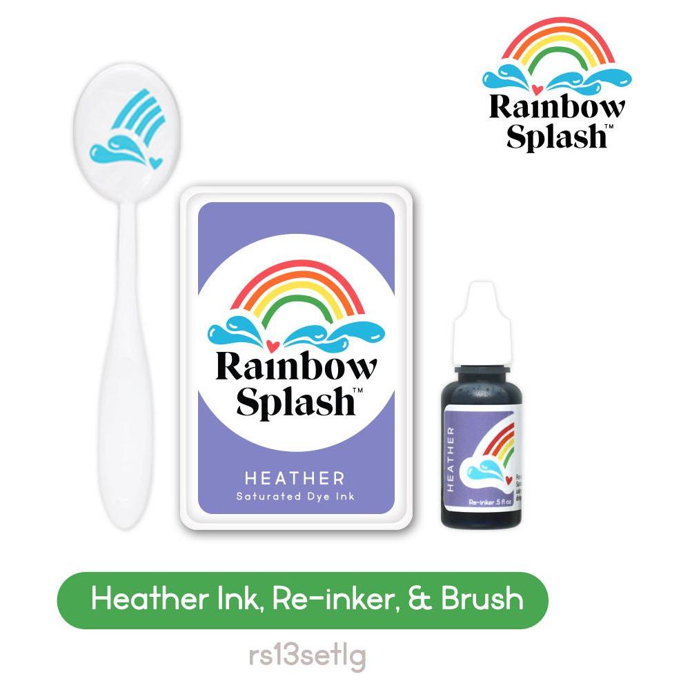 Rainbow Splash Ink Pad And Re-Inker Set Heather With Large Brush rs13setlg Splendor