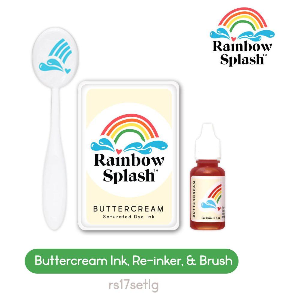 Rainbow Splash Ink Pad And Re-Inker Set Buttercream With Large Brush rs17setlg Splendor