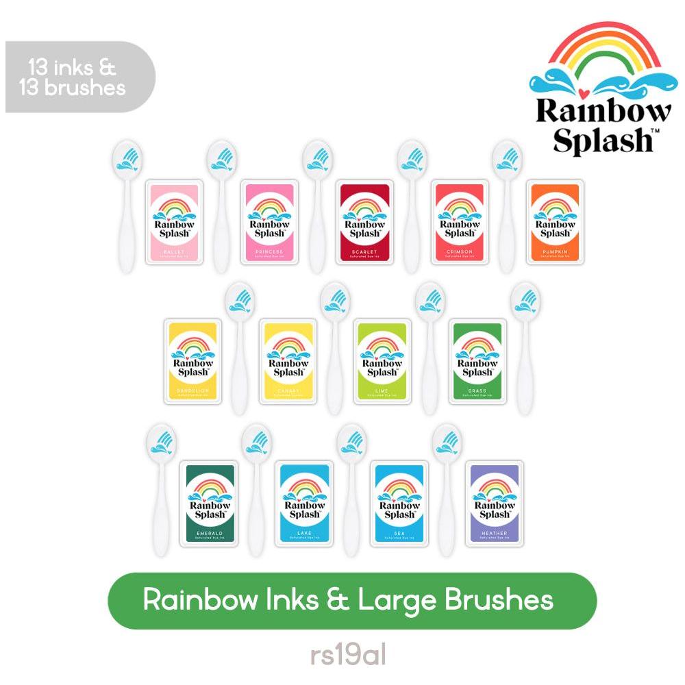 Rainbow Splash Ink Pads Rainbow Pack With Large Brushes rs19al Splendor