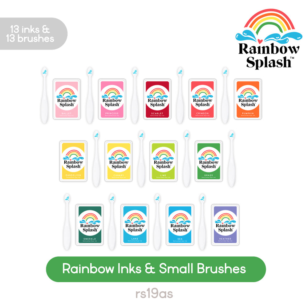 Rainbow Splash Ink Pads Rainbow Pack With Small Brushes rs19as Splendor