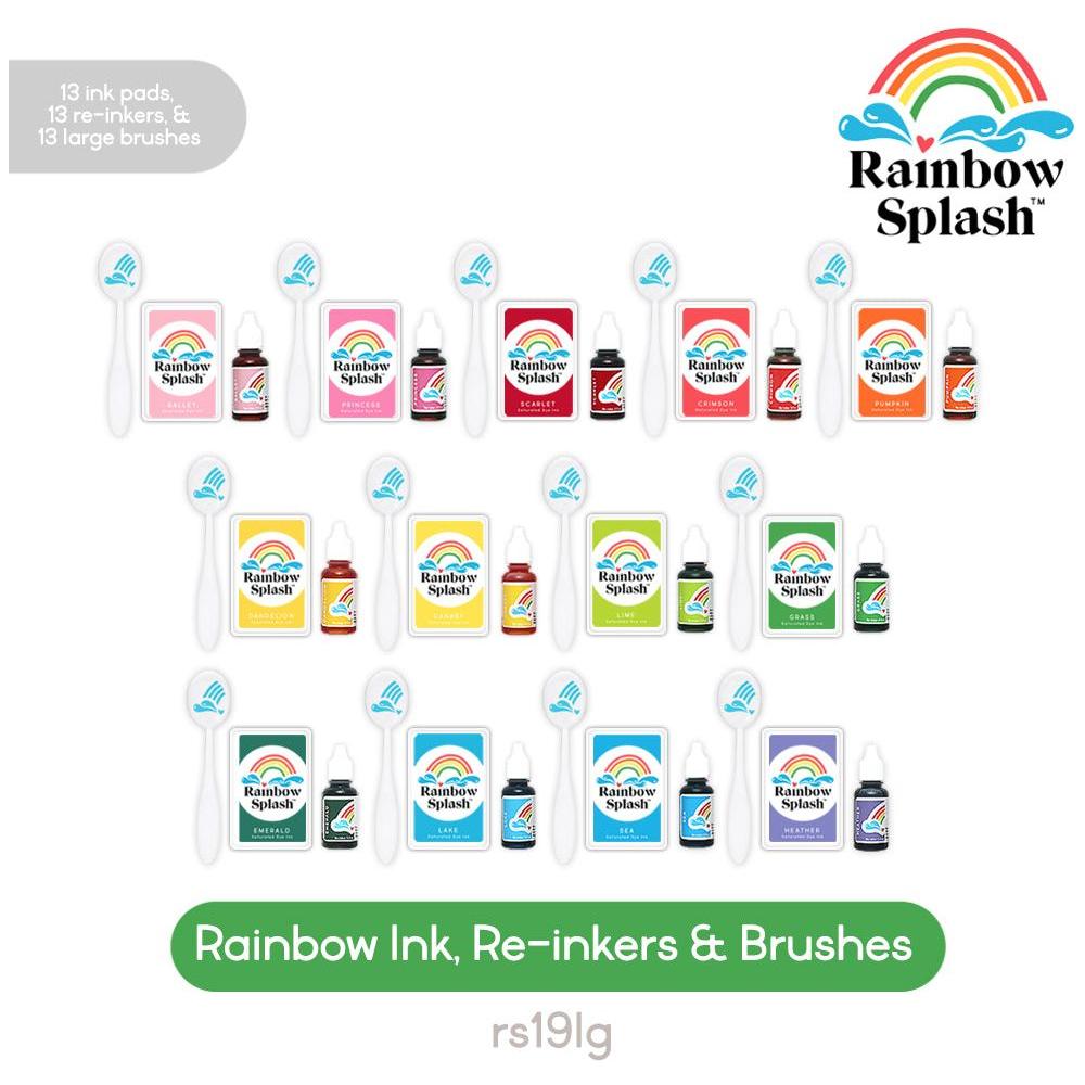 Rainbow Splash Inks And Reinkers Rainbow Pack With Large Brushes rs19lg Splendor