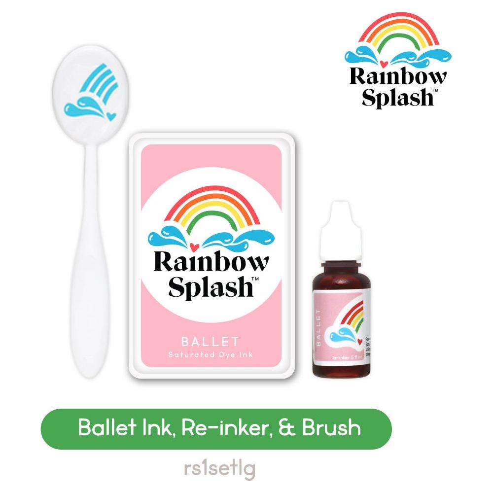 Rainbow Splash Ink Pad and Re-Inker Set Ballet with Large Brush rs1setlg Splendor