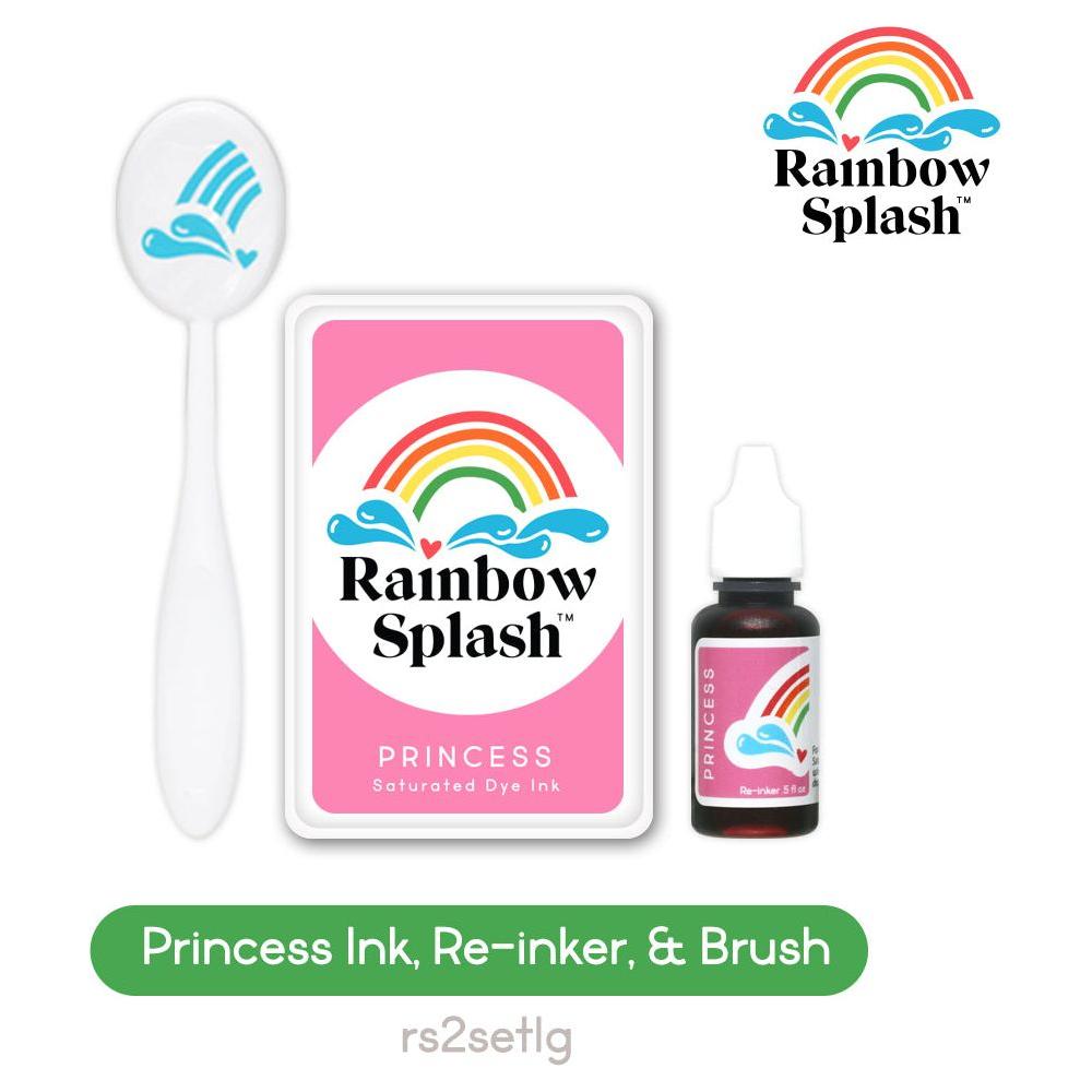 Rainbow Splash Ink Pad and Re-Inker Set Princess with Large Brush rs2setlg Splendor