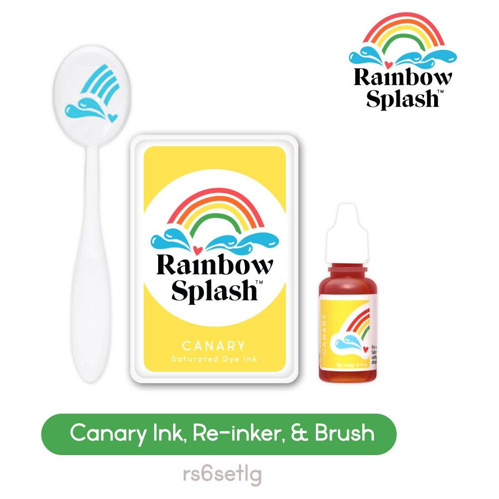 Rainbow Splash Ink Pad and Re-Inker Set Canary with Large Brush rs6setlg Splendor