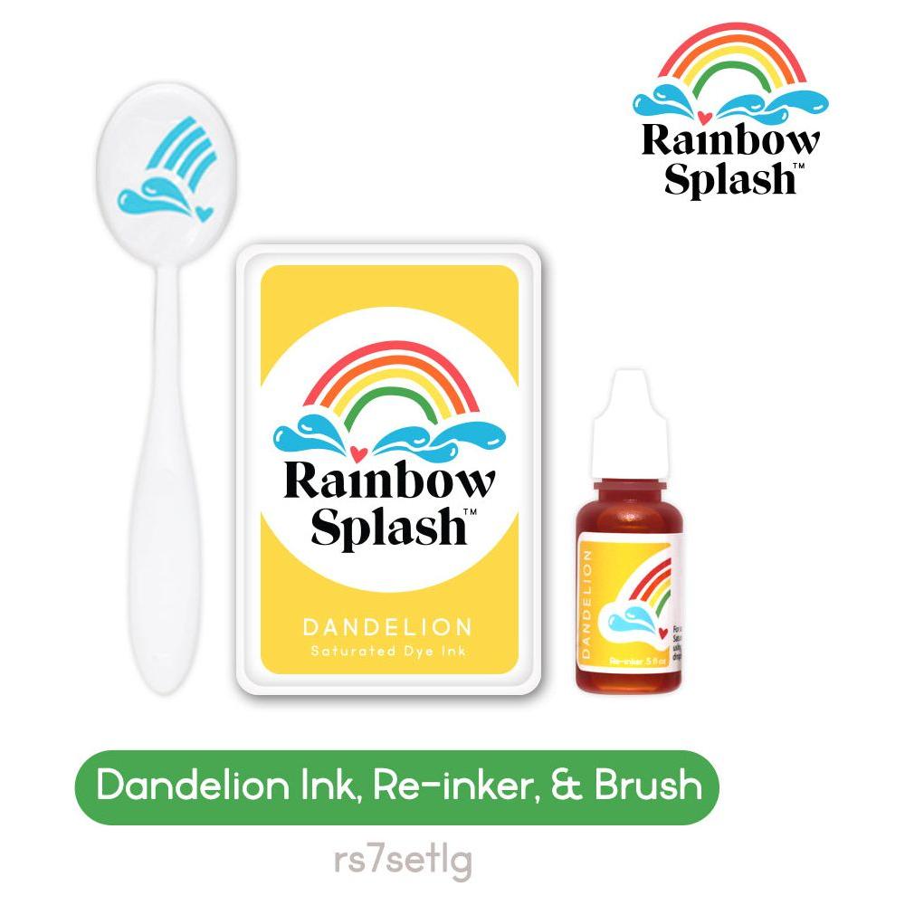 Rainbow Splash Ink Pad and Re-Inker Set Dandelion with Large Brush rs7setlg Splendor