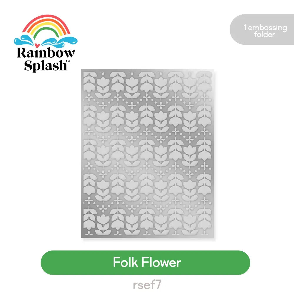 Rainbow Splash Embossing Folder Folk Flower rsef7